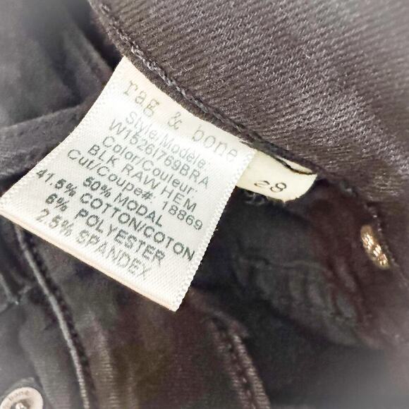 Rag & Bone Ankle Skinny Black Raw Hem Charcoal Denim Jeans Size 28 - Picture 8 of 9